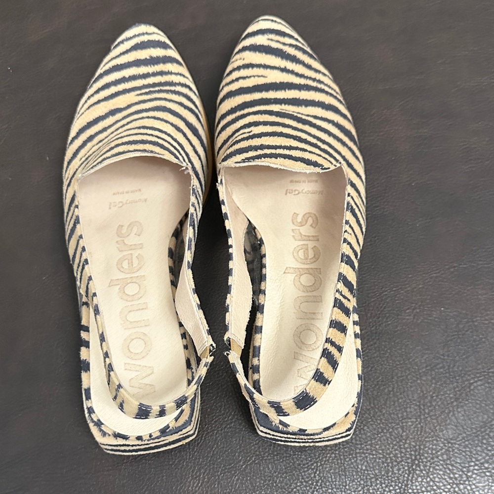 Sz 37(7.5)⭐️New Wonders Spain Zebra Print Leather Slingback. Fits 7.5. - Picture 7 of 16